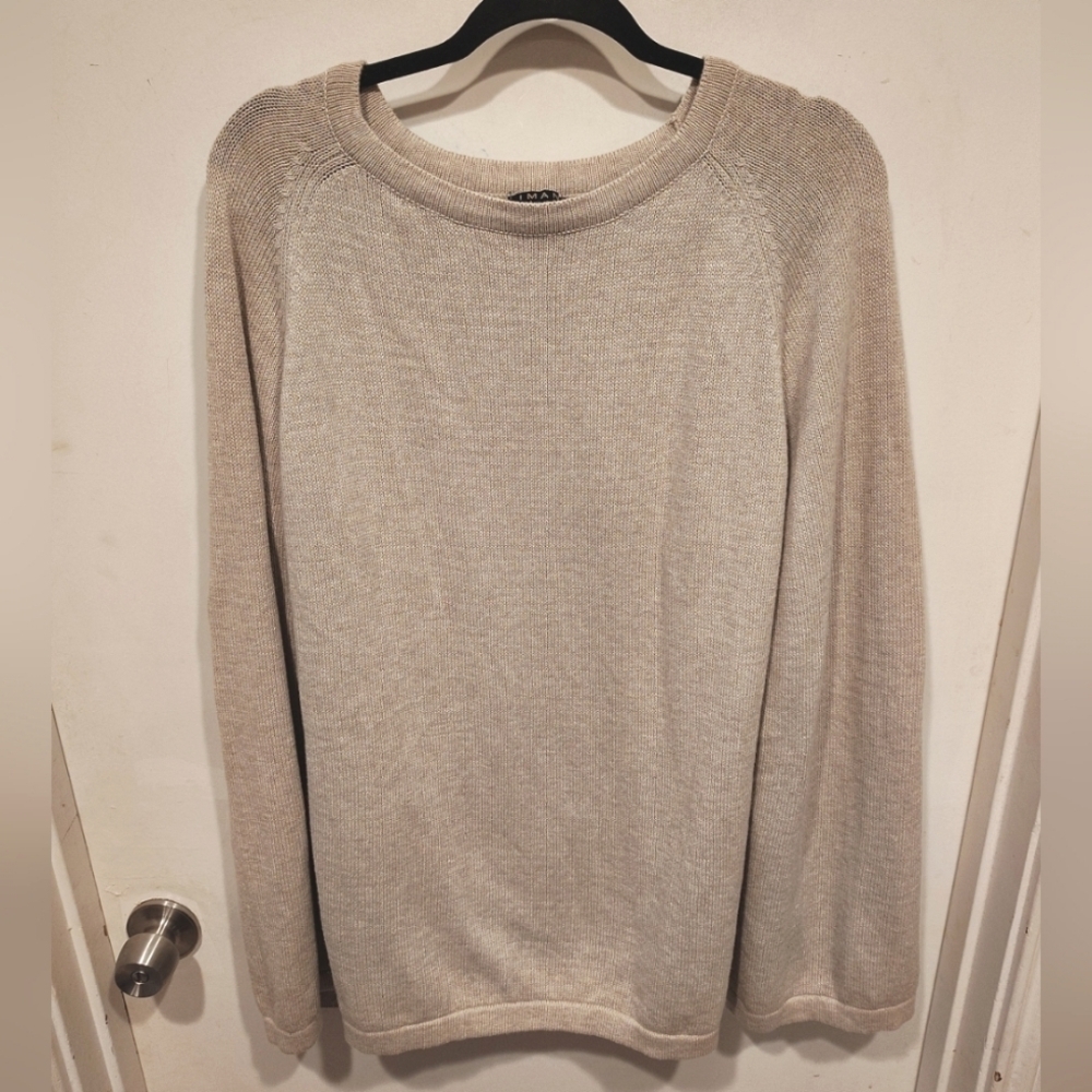 Iman Women's Beige Cotton Cashmere Blend Sweater Poncho/Cape Sz M/L-Casual Comfy